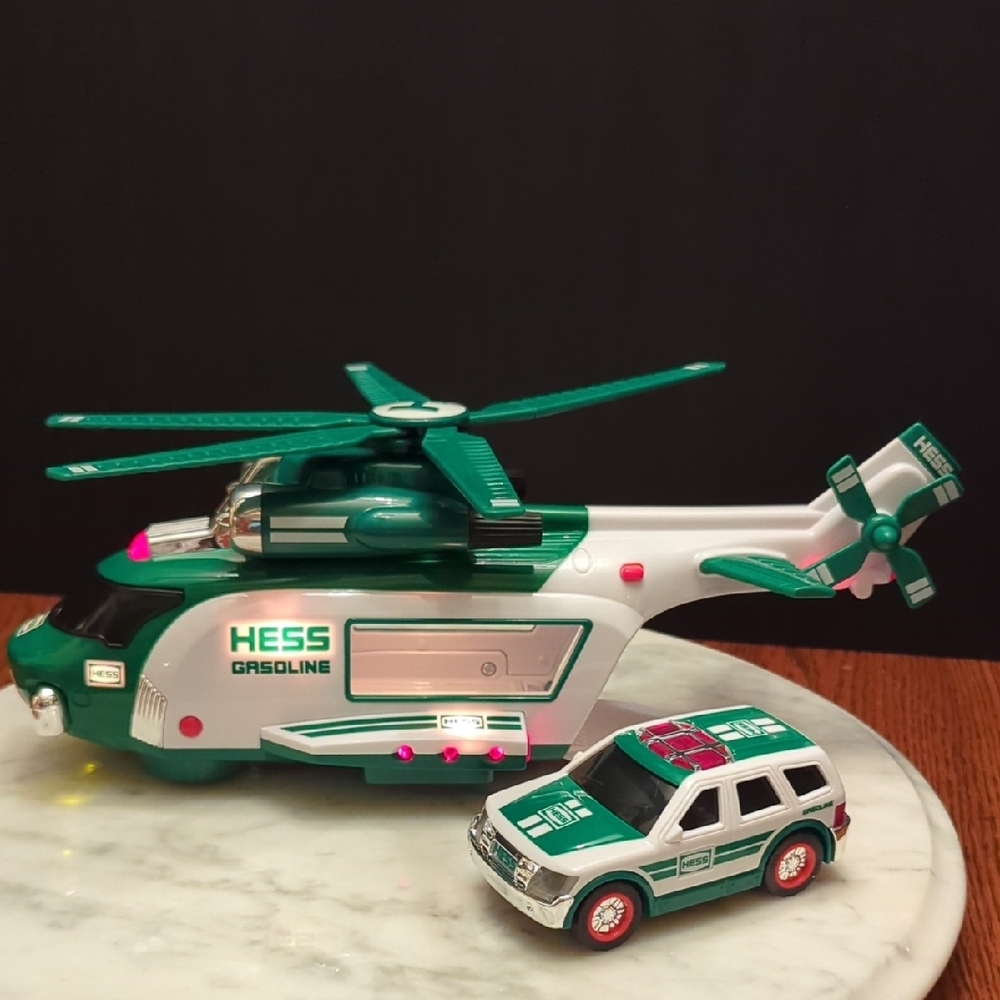 2012 Hess Green and White Helicopter and Rescue Toy, includes shipping.